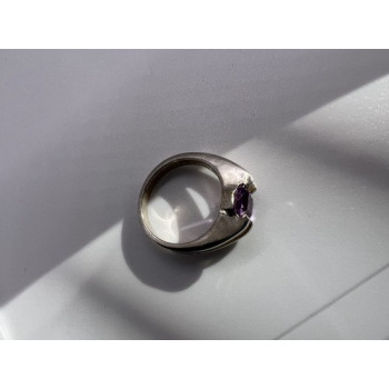 925 Sterling Silver Amethyst Cna Ring Size 7