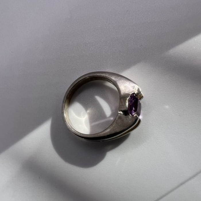 925 Sterling Silver Amethyst Cna Ring Size 7