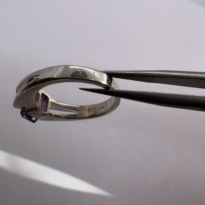 925 Sterling Silver Amethyst Cna Ring Size 7
