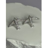 925 Sterling Silver Swallow Stud Earrings CZ Length 0.55 Inch