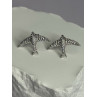 925 Sterling Silver Swallow Stud Earrings CZ Length 0.55 Inch