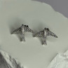 925 Sterling Silver Swallow Stud Earrings CZ Length 0.55 Inch