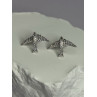 925 Sterling Silver Swallow Stud Earrings CZ Length 0.55 Inch