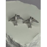 925 Sterling Silver Swallow Stud Earrings CZ Length 0.55 Inch