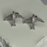 925 Sterling Silver Swallow Stud Earrings CZ Length 0.55 Inch
