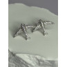 925 Sterling Silver Swallow Stud Earrings CZ Length 0.55 Inch