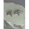 925 Sterling Silver Swallow Stud Earrings CZ Length 0.55 Inch