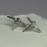 925 Sterling Silver Swallow Stud Earrings CZ Length 0.55 Inch