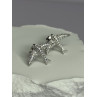 925 Sterling Silver Swallow Stud Earrings CZ Length 0.55 Inch