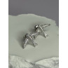 925 Sterling Silver Swallow Stud Earrings CZ Length 0.55 Inch