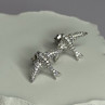 925 Sterling Silver Swallow Stud Earrings CZ Length 0.55 Inch