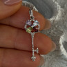 925 Sterling Silver Flower Key Multi Color Gemstones Pendant Length 1.40 Inch