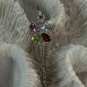 925 Sterling Silver Flower Key Multi Color Gemstones Pendant Length 1.40 Inch