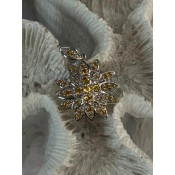 925 Sterling Silver Citrine Flower Pendant Length 1.15 inch
