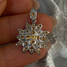 925 Sterling Silver Citrine Flower Pendant Length 1.15 Inch