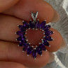 925 Sterling Silver Amethyst Heart Pendant Length 1.15 Inch