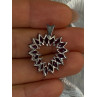 925 Sterling Silver Amethyst Heart Pendant Length 1.15 inch