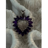 925 Sterling Silver Amethyst Heart Pendant Length 1.15 inch