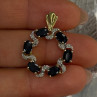 925 Sterling Silver Gold Plated Sapphire Pendant Length 1.15 Inch