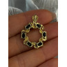 925 Sterling Silver Gold Plated Sapphire Pendant Length 1.15 inch