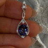 925 Sterling Silver Mystic Topaz & Beryl Pendant Length 1.40 Inch