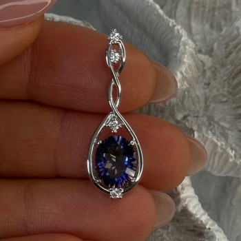 925 Sterling Silver Mystic Topaz & Beryl Pendant Length 1.40 Inch