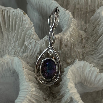 925 Sterling Silver Mystic Topaz & Beryl Pendant Length 1.40 Inch