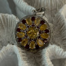 925 Sterling Silver Citrine Garnet Diamond Pendant Length 1.50 Inch