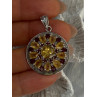 925 Sterling Silver Citrine Garnet Diamond Pendant Length 1.50 inch