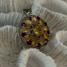 925 Sterling Silver Citrine Garnet Diamond Pendant Length 1.50 Inch