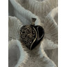Vintage 925 Sterling Silver Onyx & Marcasite Heart Locket Pendant