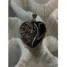 Vintage 925 Sterling Silver Onyx & Marcasite Heart Locket Pendant