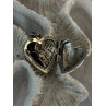 Vintage 925 Sterling Silver Onyx & Marcasite Heart Locket Pendant