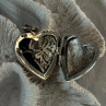 Vintage 925 Sterling Silver Onyx & Marcasite Heart Locket Pendant