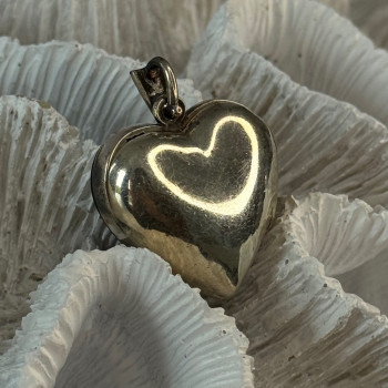 Vintage 925 Sterling Silver Onyx & Marcasite Heart Locket Pendant