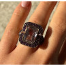 925 STERLING SILVER GOLD PLATED MORGANITE & AMETHYST RING SIZE 6