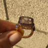 925 Sterling Silver Gold Plated Morganite & Amethyst Ring Size 6