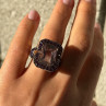 925 Sterling Silver Gold Plated Morganite & Amethyst Ring Size 6