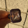 925 Sterling Silver Gold Plated Morganite & Amethyst Ring Size 6