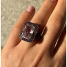 925 STERLING SILVER GOLD PLATED MORGANITE & AMETHYST RING SIZE 6