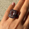 925 Sterling Silver Gold Plated Morganite & Amethyst Ring Size 6