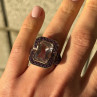 925 Sterling Silver Gold Plated Morganite & Amethyst Ring Size 6