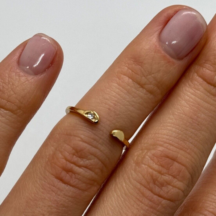 925 Sterling Silver Gold Plated CZ Ring Size 5