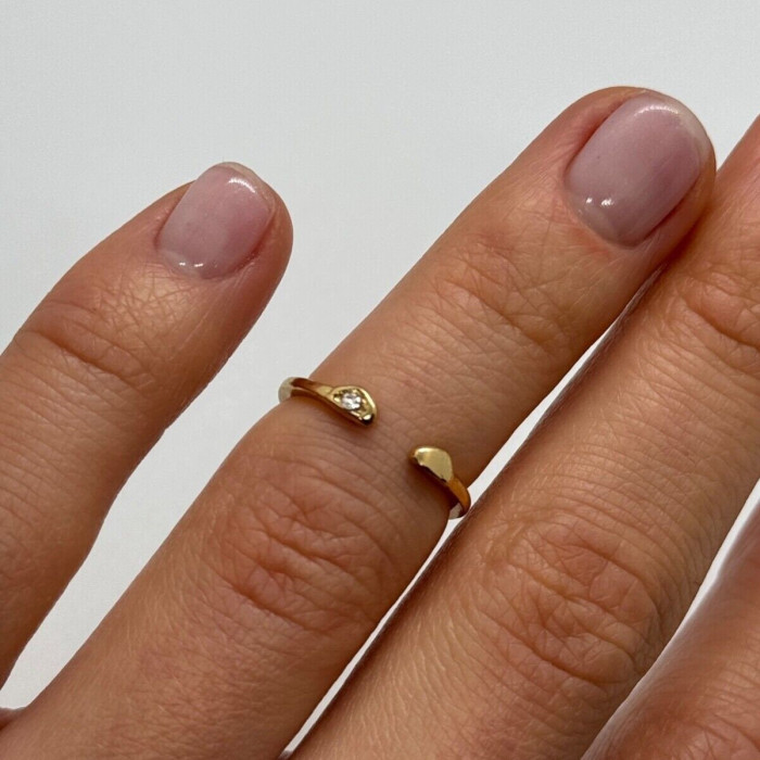 925 Sterling Silver Gold Plated CZ Ring Size 5