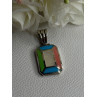 Vintage 925 Sterling Silver Abalone & Agate Pendant Length 1.40 Inch