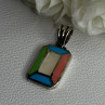 Vintage 925 Sterling Silver Abalone & Agate Pendant Length 1.40 Inch