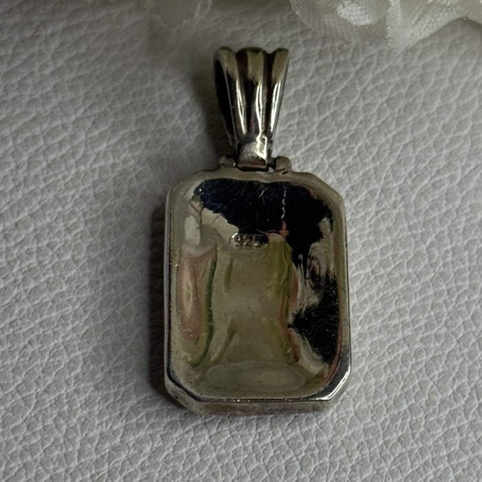 Vintage 925 Sterling Silver Abalone & Agate Pendant Length 1.40 Inch
