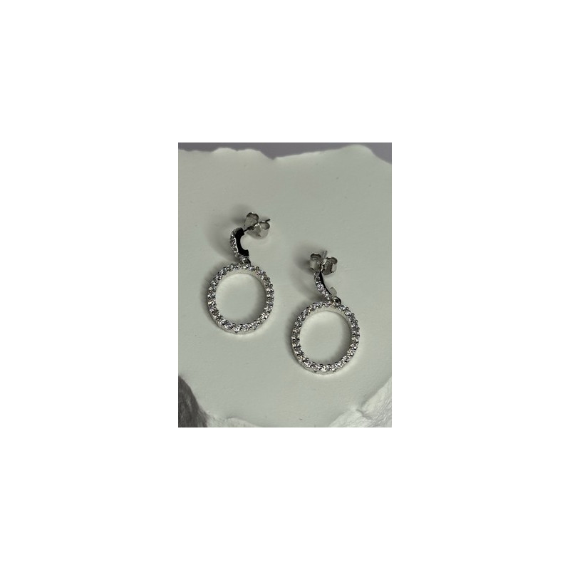 925 Sterling Silver Elegant CZ Earrings Length 1 Inch