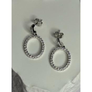 925 Sterling Silver Elegant CZ Earrings Length 1 Inch
