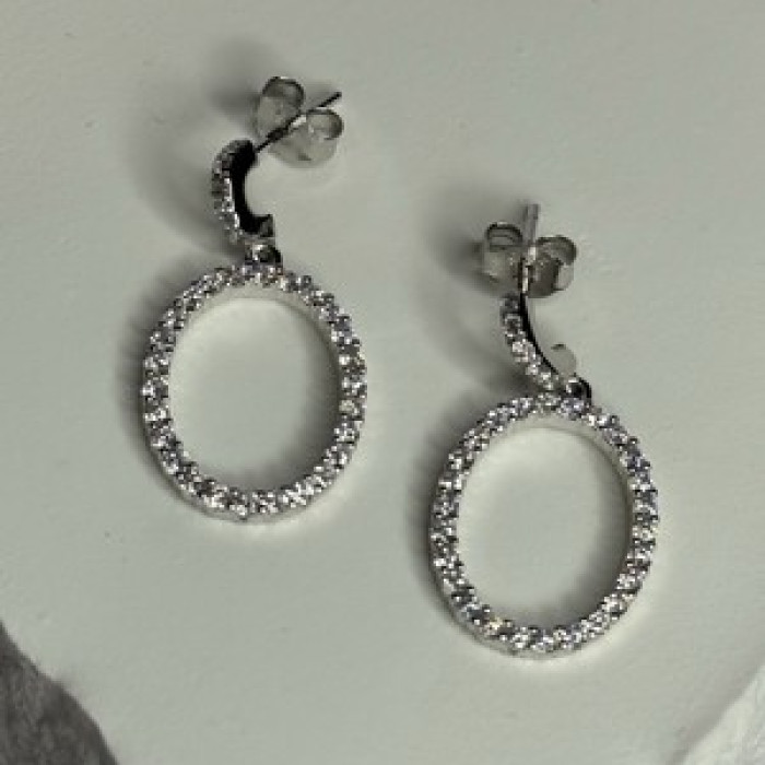 925 Sterling Silver Elegant CZ Earrings Length 1 Inch